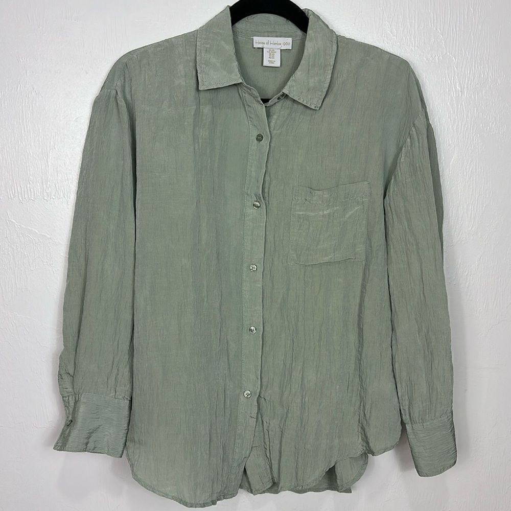 House Of Harlow 1960 Long Sleeve Button Down Shirt In Pale Green Size XS